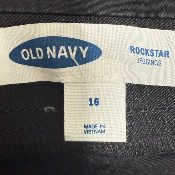 Old Navy Women's Pants Size 16 Rockstar Black Distressed Jeggings Stretch Denim - Picture 4 of 9